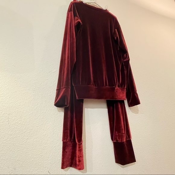 Laina Rauma SET Small top bottom maroon velour loungesuit leisure suit club bed - Picture 3 of 16